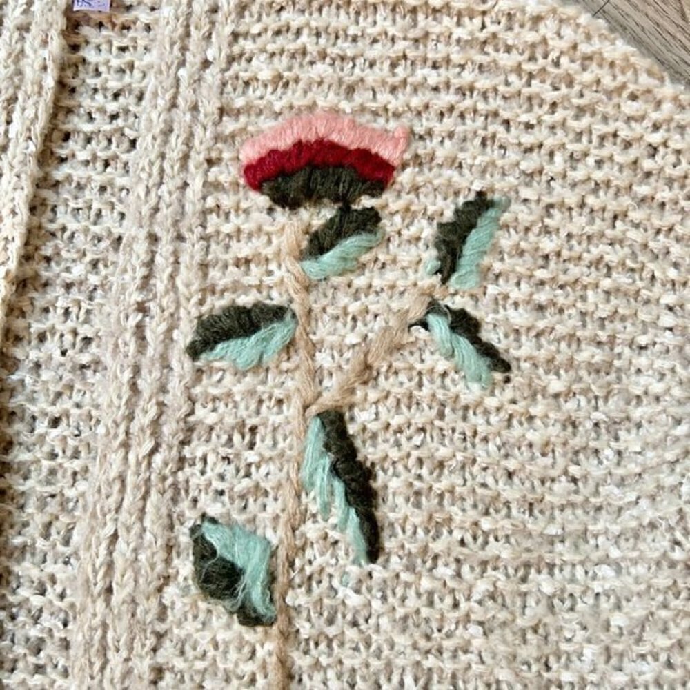 Alya Floral Embroidered Chunky Knit Cardigan Size S - Picture 4 of 7